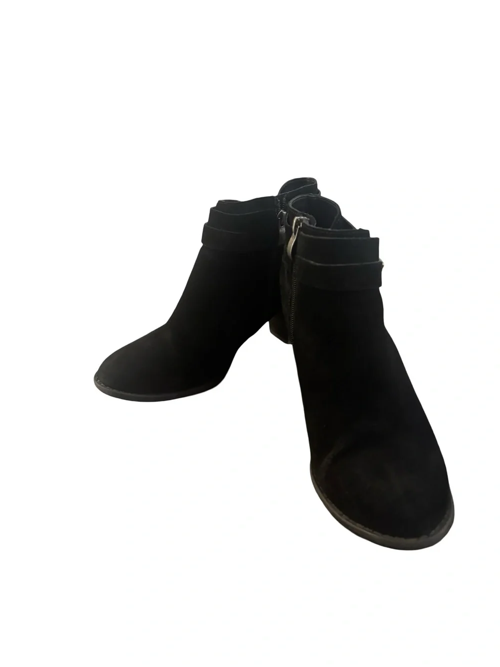 Michael Shannon Boho Grunge Edgy Black Suede Ankle Booties w/Buckle Ring Size 9